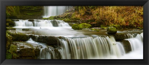 Framed Waterfalls in a forest, Scaleber Force, Yorkshire Dales, North Yorkshire, England Print