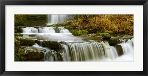 Framed Waterfalls in a forest, Scaleber Force, Yorkshire Dales, North Yorkshire, England Print