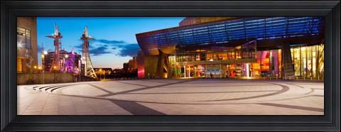 Framed Lowry complex at dusk, Salford Quays, Greater Manchester, England Print