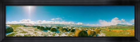 Framed Hay field in snow, Andorra, Principality of Andorra Print