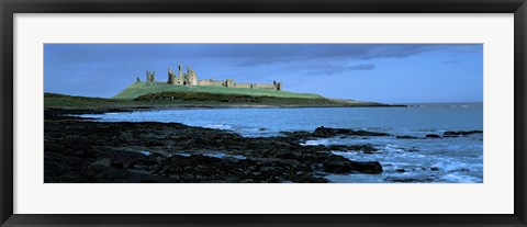 Framed Dunstanburgh Castle at the coast, Northumberland, England Print