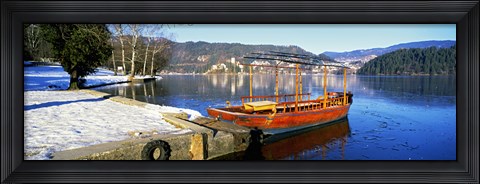 Framed Traditional boat at the Lake Bled, Upper Carniola, Slovenia Print