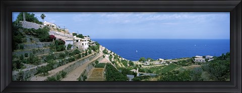Framed Small coastal village, Deia, Majorca, Balearic Islands, Spain Print