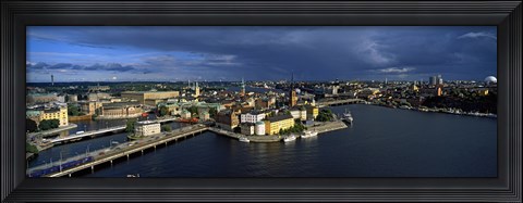Framed High angle view of a city at waterfront, Gamla Stan, Stockholm, Sweden Print