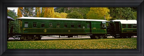 Framed Green Carriage of Kingston Flyer vintage steam train, Kingston, Otago Region, South Island, New Zealand Print