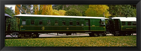 Framed Green Carriage of Kingston Flyer vintage steam train, Kingston, Otago Region, South Island, New Zealand Print