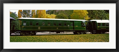 Framed Green Carriage of Kingston Flyer vintage steam train, Kingston, Otago Region, South Island, New Zealand Print