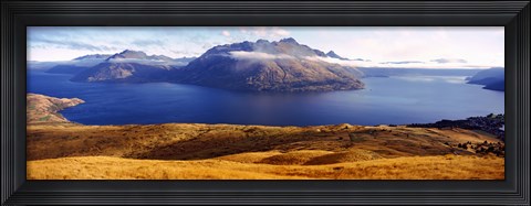 Framed Views of Cecil and Walter Peaks from Deer Park Heights, Lake Wakatipu, South Island, New Zealand Print