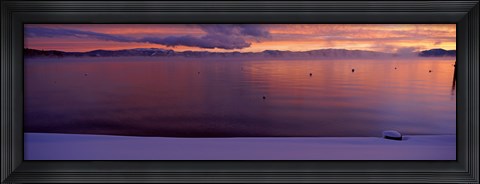 Framed Lake at sunset, Lake Tahoe, California Print