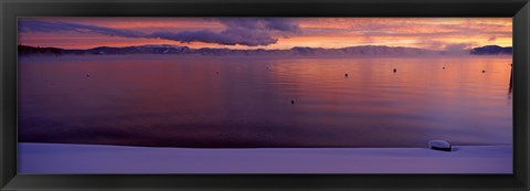 Framed Lake at sunset, Lake Tahoe, California Print