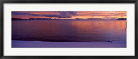 Framed Lake at sunset, Lake Tahoe, California Print