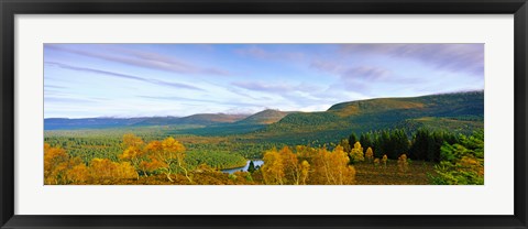 Framed Autumn trees at Loch an Eilein, Rothiemurchus Forest, Aviemore, Cairngorms National Park, Highlands Region, Scotland Print