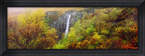 Framed Waterfall in autumn, Eas Mor, Allt Coire Na Banachdich, Glen Brittle, Isle Of Skye, Inner Hebrides, Scotland Print