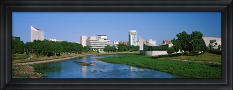 Framed Downtown Wichita viewed from the bank of Arkansas River, Kansas Print