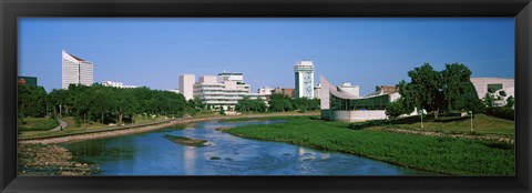 Framed Downtown Wichita viewed from the bank of Arkansas River, Kansas Print