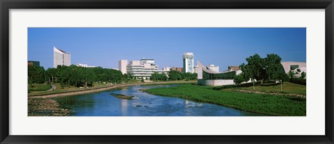 Framed Downtown Wichita viewed from the bank of Arkansas River, Kansas Print