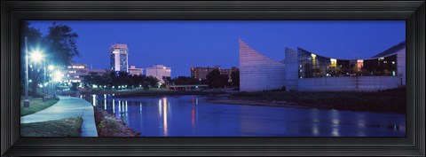 Framed Downtown Wichita at night, Kansa Print
