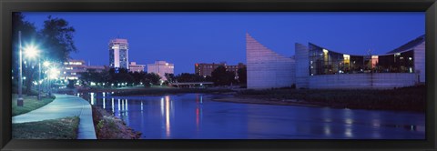 Framed Downtown Wichita at night, Kansa Print