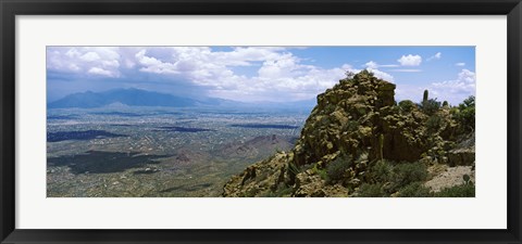 Framed Aerial view of Tucson Mountain Park, Tucson, Arizona Print