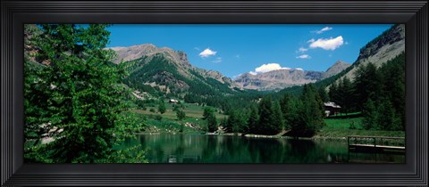Framed Reflection of trees in a lake, Estenc Valley, French Riviera, France Print