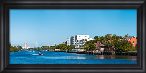 Framed Motorboats on Intracoastal Waterway looking towards Boca Raton, Florida, USA Print