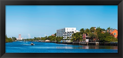 Framed Motorboats on Intracoastal Waterway looking towards Boca Raton, Florida, USA Print