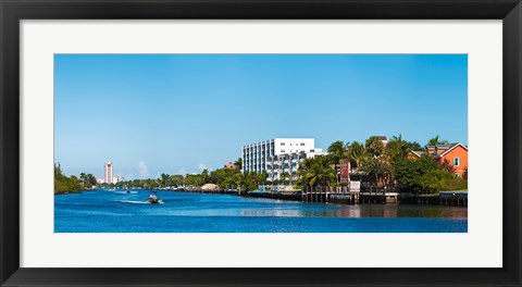 Framed Motorboats on Intracoastal Waterway looking towards Boca Raton, Florida, USA Print