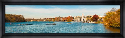 Framed Crew teams in their sculls on the Potomac River at Old Georgetown Waterfront, Washington DC, USA Print