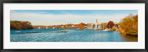 Framed Crew teams in their sculls on the Potomac River at Old Georgetown Waterfront, Washington DC, USA Print
