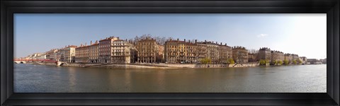 Framed Quai du Marechal Joffre along the Saone River, Lyon, Rhone, Rhone-Alpes, France Print
