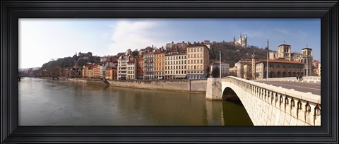Framed Bonaparte Bridge over the Saone River, Lyon, Rhone, Rhone-Alpes, France Print