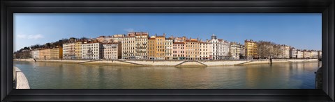 Framed Buildings at the waterfront, Saone River, Lyon, Rhone, Rhone-Alpes, France Print