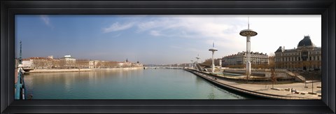 Framed City viewed from University Bridge, Rhone River, Lyon, Rhone, Rhone-Alpes, France Print
