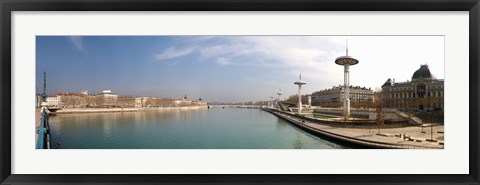 Framed City viewed from University Bridge, Rhone River, Lyon, Rhone, Rhone-Alpes, France Print