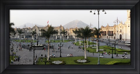 Framed High angle view of Presidential Palace, Plaza-de-Armas, Historic Centre of Lima, Lima, Peru Print