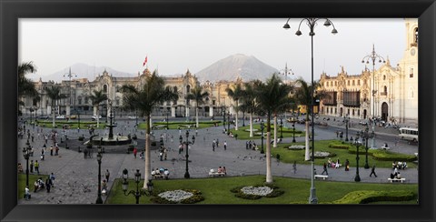 Framed High angle view of Presidential Palace, Plaza-de-Armas, Historic Centre of Lima, Lima, Peru Print