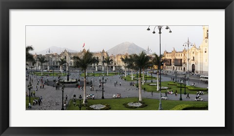 Framed High angle view of Presidential Palace, Plaza-de-Armas, Historic Centre of Lima, Lima, Peru Print