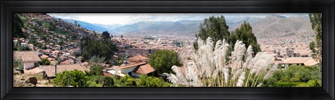 Framed High angle view of the city in a valley, Cuzco, Peru Print