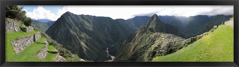 Framed High angle view of a valley, Machu Picchu, Cusco Region, Peru Print