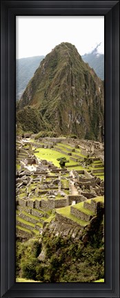 Framed High angle view of an archaeological site, Machu Picchu, Cusco Region, Peru Print