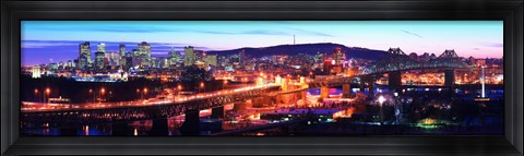 Framed Jacques Cartier Bridge with city lit up at dusk, Montreal, Quebec, Canada 2012 Print