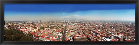 Framed Aerial view of cityscape, Mexico City, Mexico Print