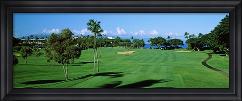 Framed Trees , Kaanapali Golf Course, Maui, Hawaii, USA Print