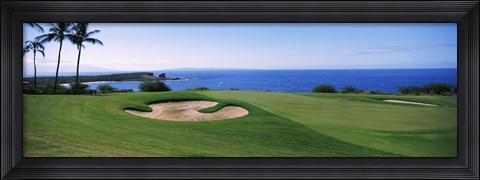 Framed Manele Golf course, Lanai City, Hawaii, USA Print