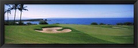 Framed Manele Golf course, Lanai City, Hawaii, USA Print