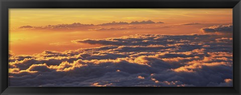 Framed Sunset above the clouds, Hawaii, USA Print