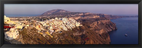 Framed High angle view of a town at coast, Fira, Santorini, Cyclades Islands, Greece Print
