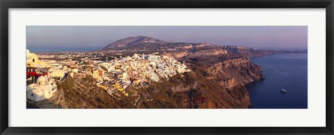 Framed High angle view of a town at coast, Fira, Santorini, Cyclades Islands, Greece Print