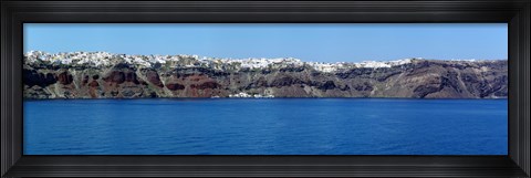 Framed Town at the coast, Fira, Santorini, Cyclades Islands, Greece Print