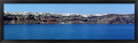 Framed Town at the coast, Fira, Santorini, Cyclades Islands, Greece Print